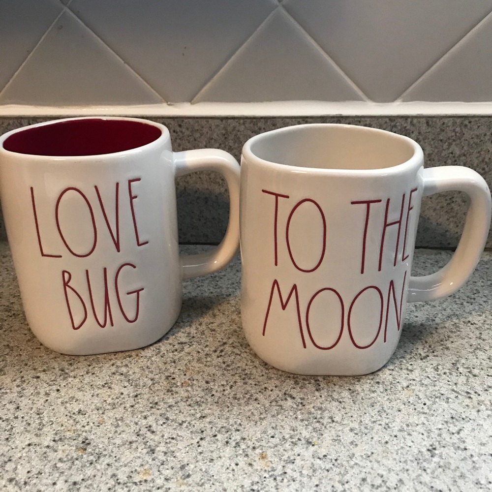Rae Dunn Love Bug and Too The Moon And Back Mugs